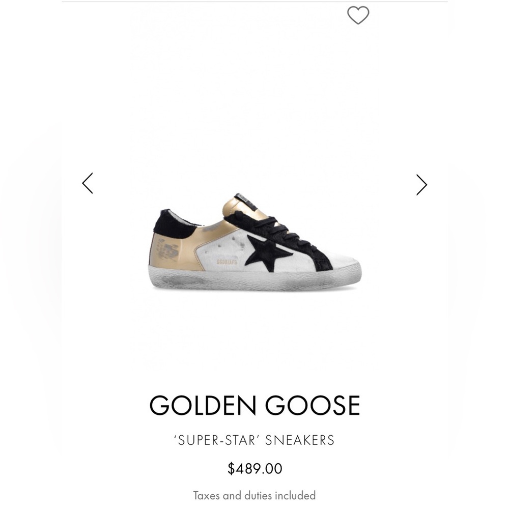 Golden Goose Super Star Sneakers. Black, white and gold. Size 38. Lightly worn.